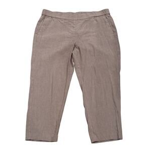 J Jill Linen Stretch Cropped Pants Taupe Women Large P Chic Workwear Summer